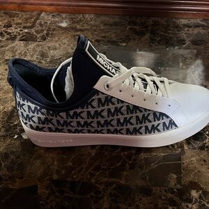 Michael Kors Monogram Navy and White Sneakers